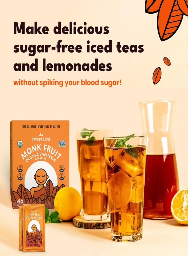 سويت ليف مُحلي سويت ليف العضوي من فاكهة الراهب، حبيبي - بديل طبيعي للسكر مناسب لحمية الكيتو، يُستخدم في القهوة والشاي والخبز، خالٍ من السعرات الحرارية، مصنوع من فاكهة الراهب العضوية، غير معدل وراثيًا، خالٍ من السكر - 40 عبوة فردية - Image 3